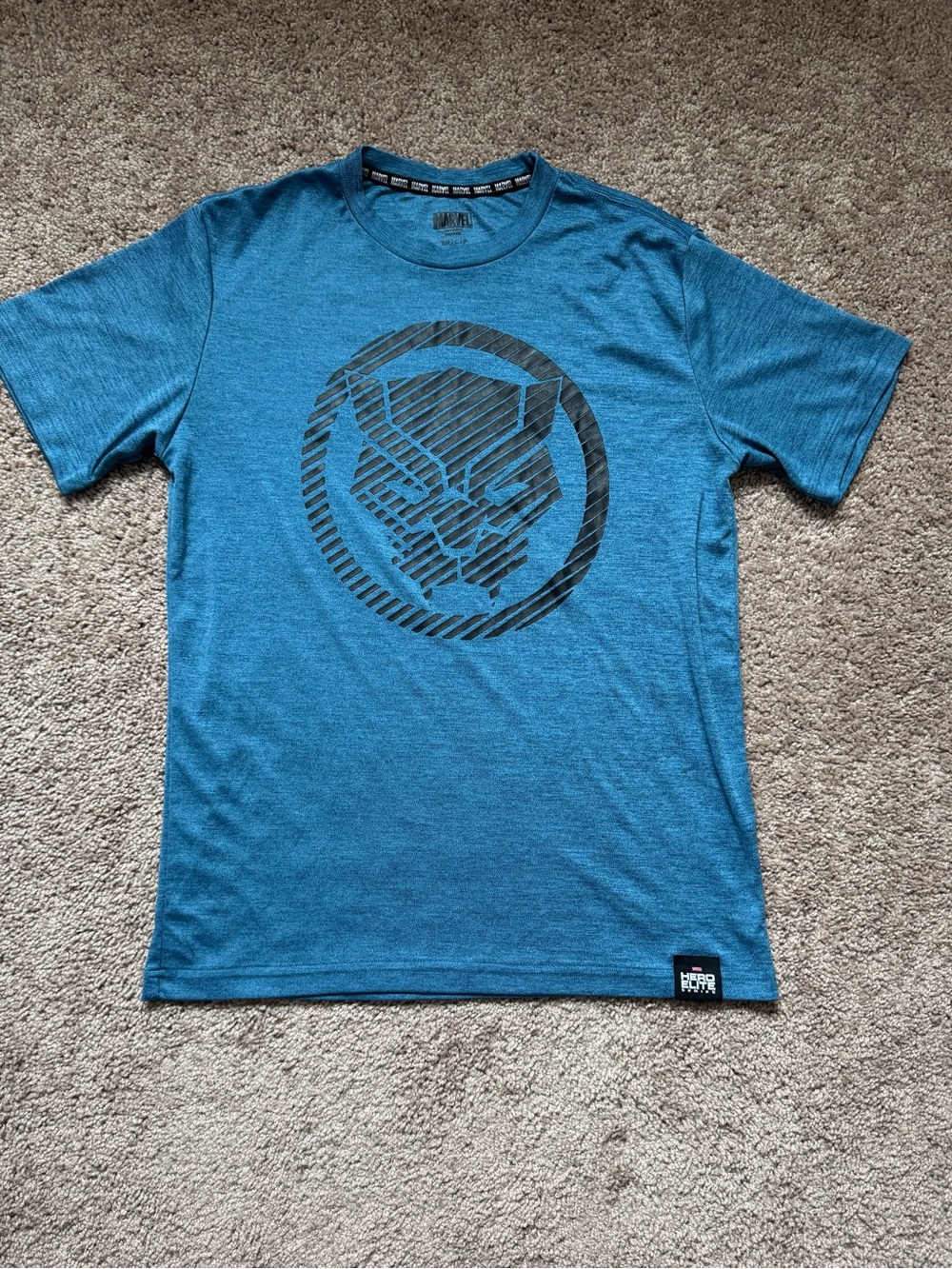 Marvel Hero Elite Series Black Panther Moisture Wick T-Shirt Blue Sz S Avengers